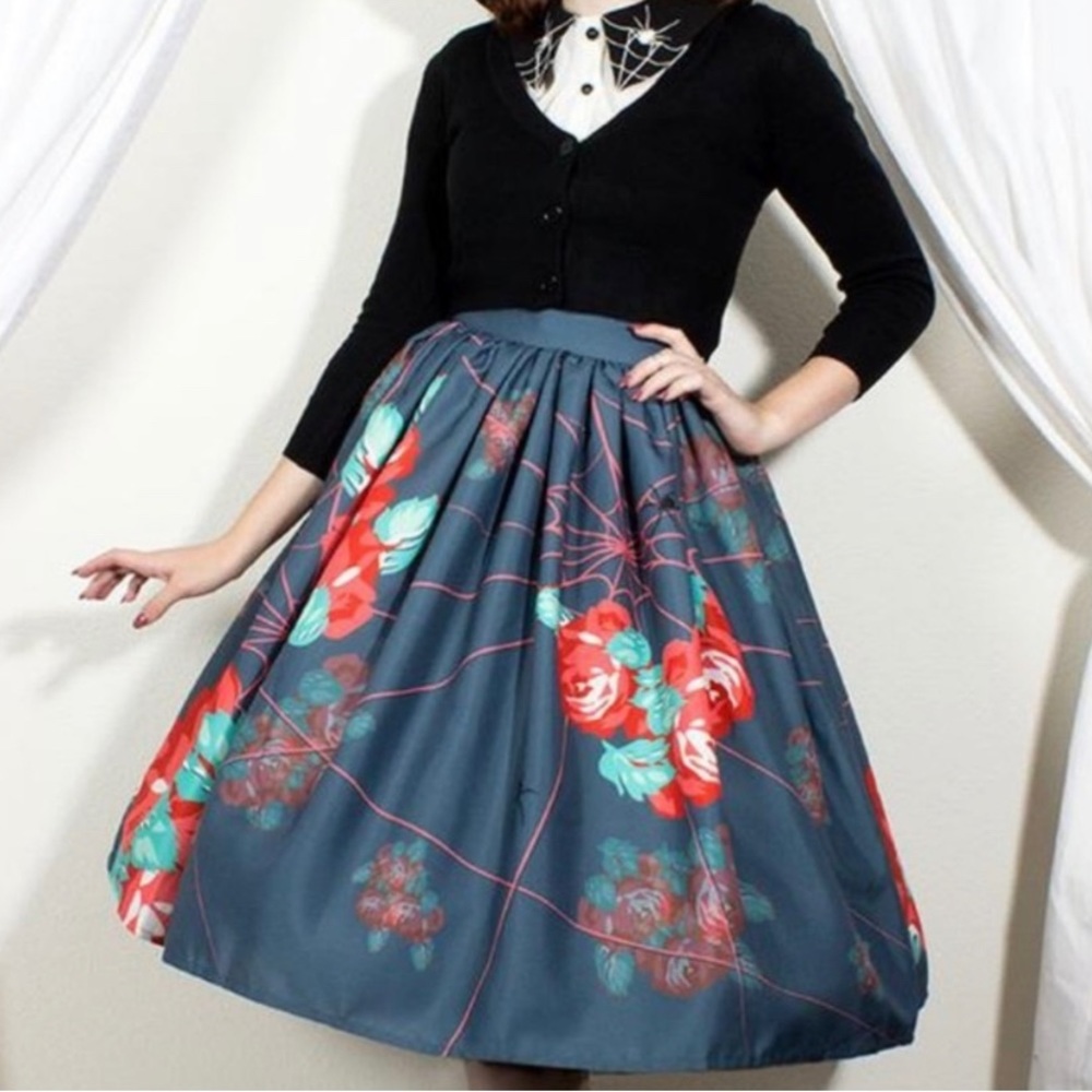 The Oblong Box Shop Spiderweb Roses Skirt